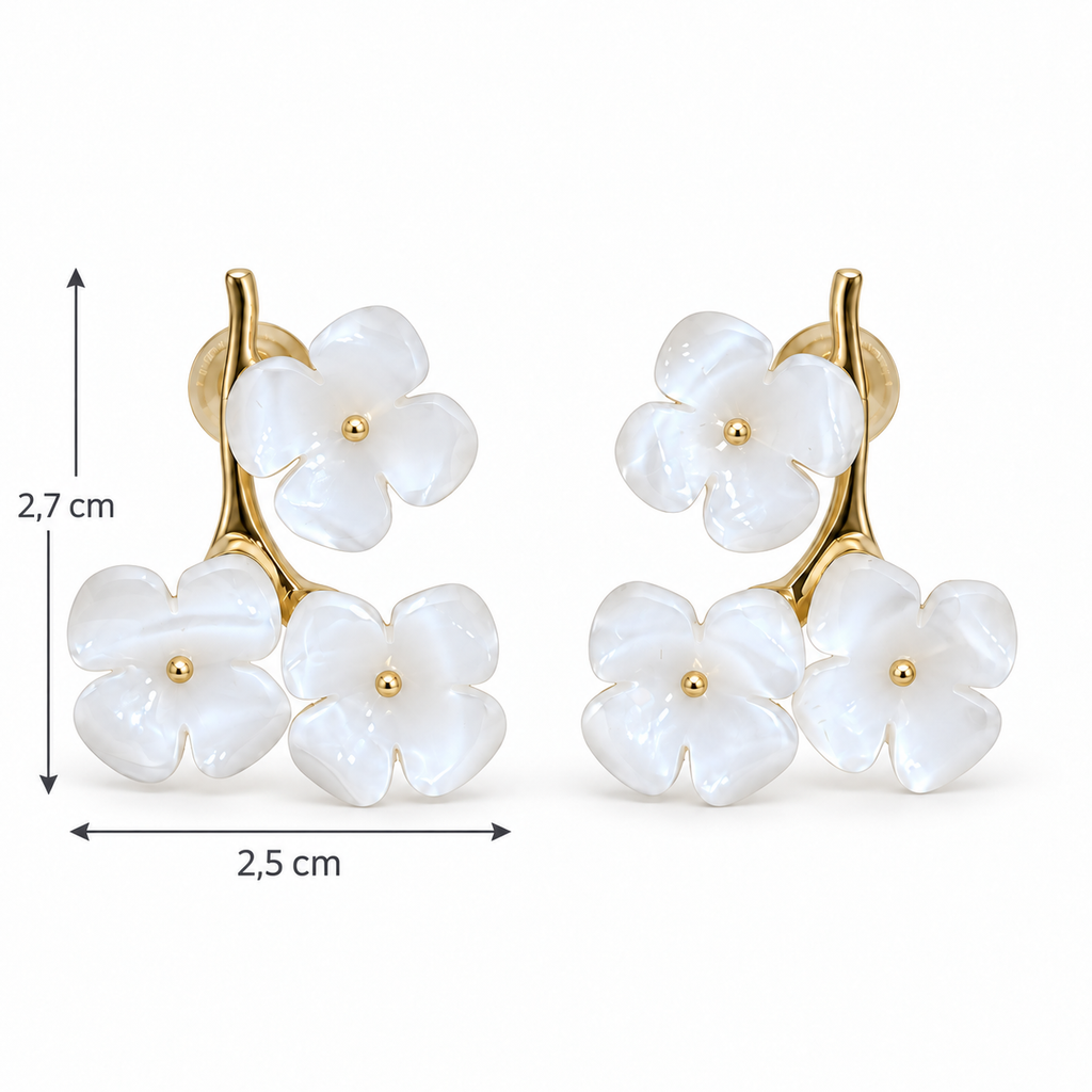 Pendientes Ramita Floral Triple