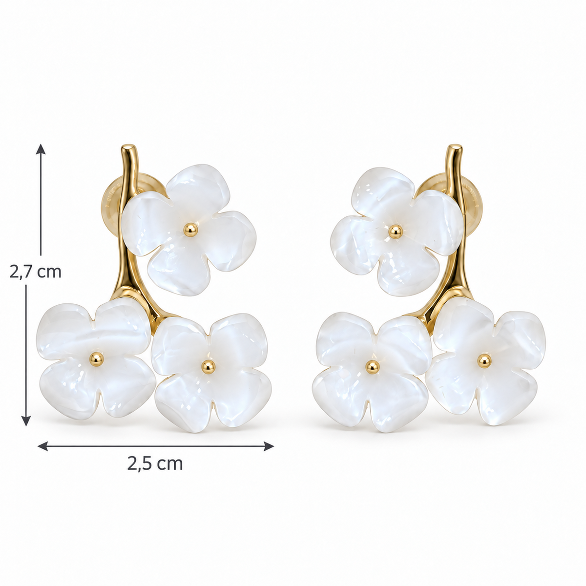 Pendientes Ramita Floral Triple