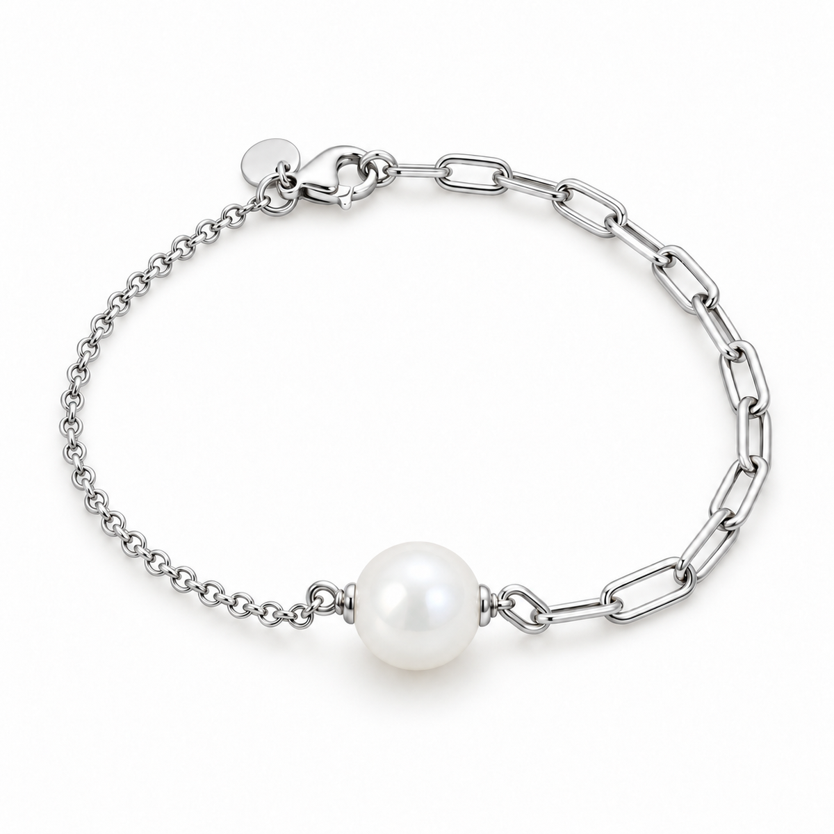 Pulsera Combinada de Perla y Eslabones