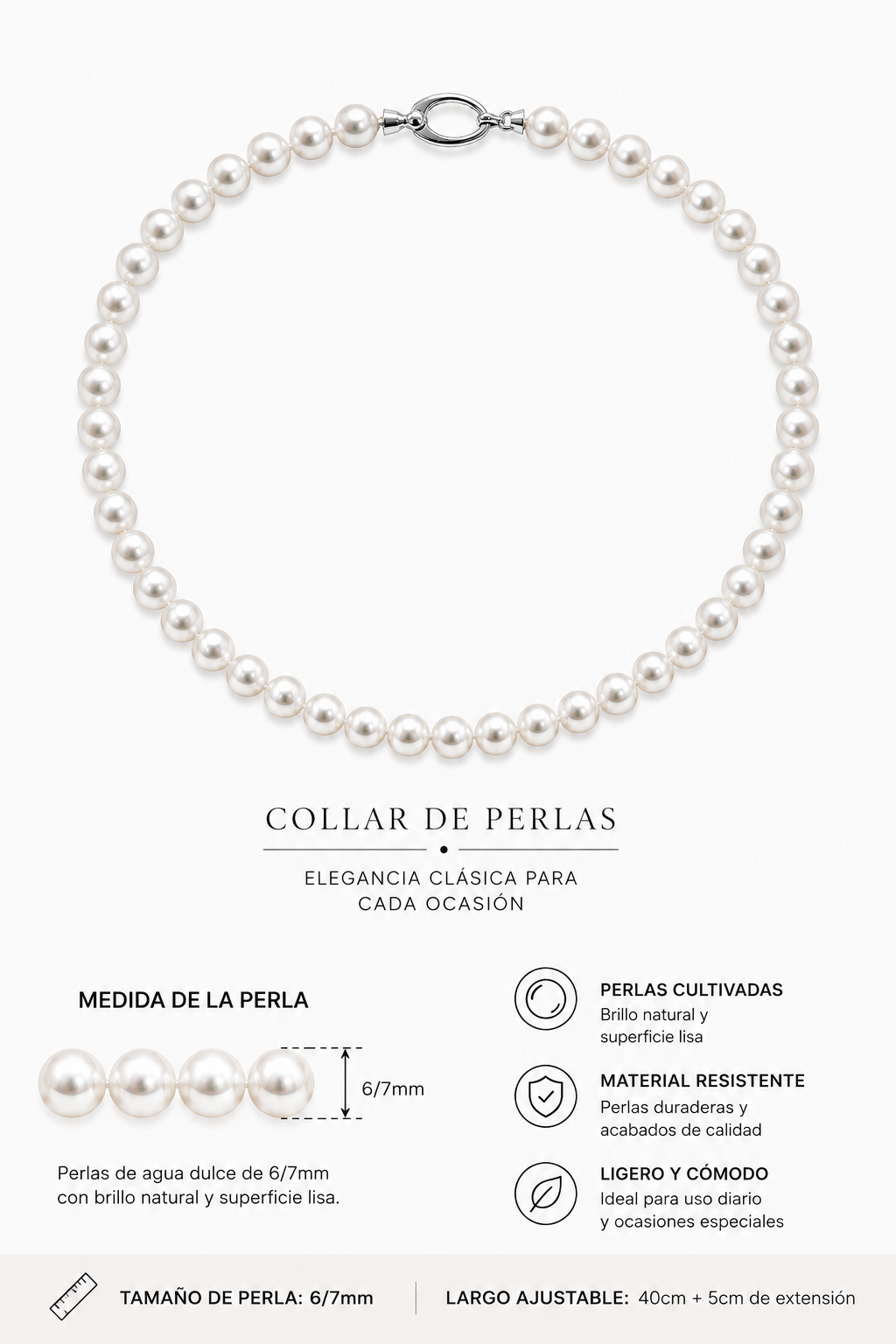 Collar Perla Serena 6/7mm