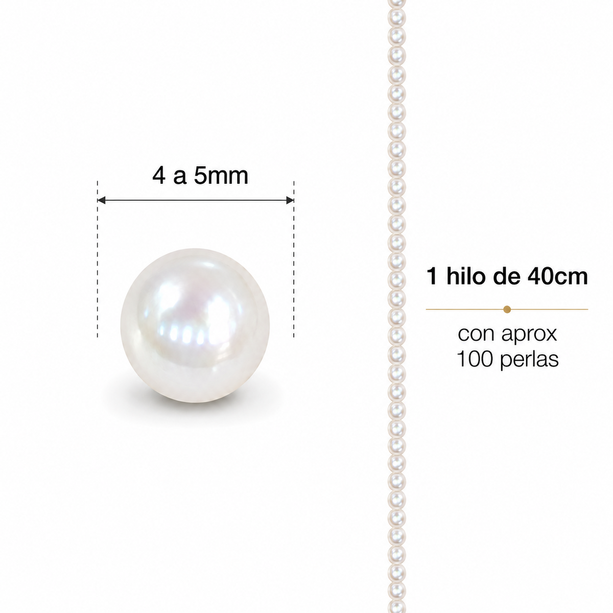 Perlas Redonda de Agua Dulce 2,5 - 5 mm | Hilo 40cm