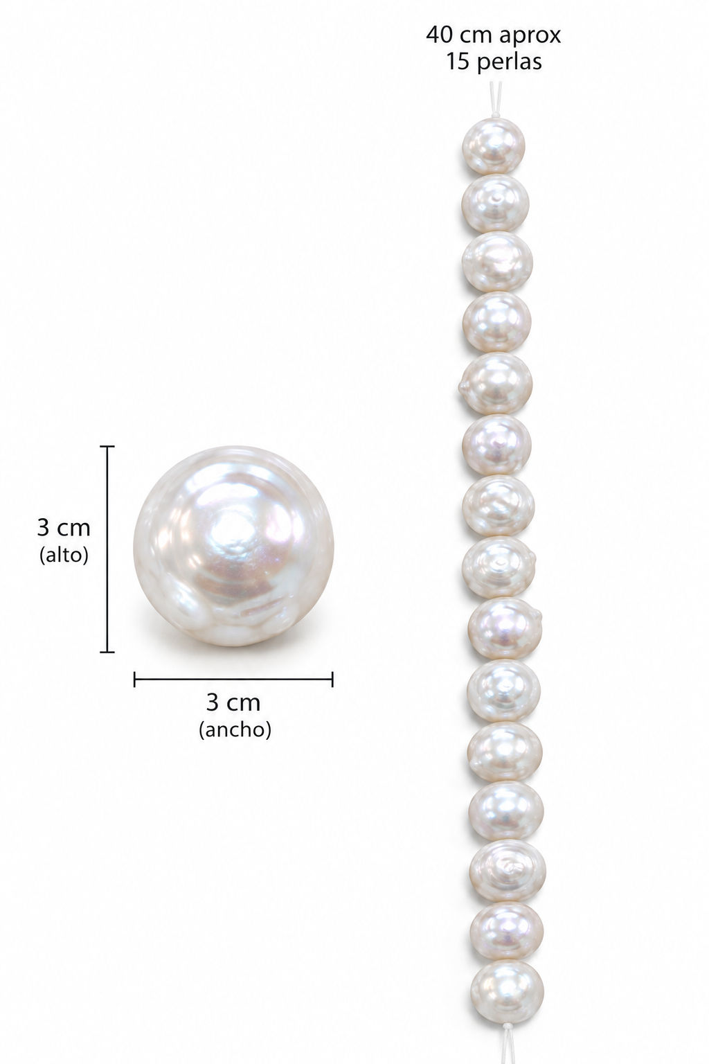 Perlas Barrocas de Agua Dulce 3x3cm – Hilo 40 cm