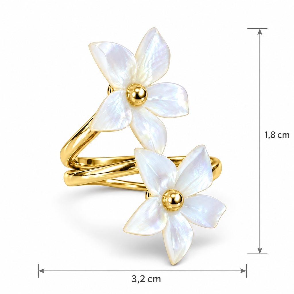 Anillo Doble Flor de Nácar