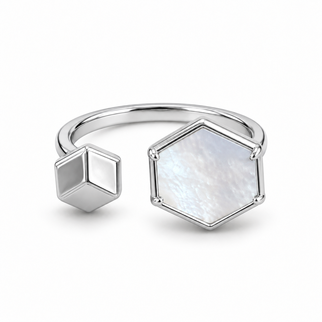 Anillo Hexágonos de Nácar
