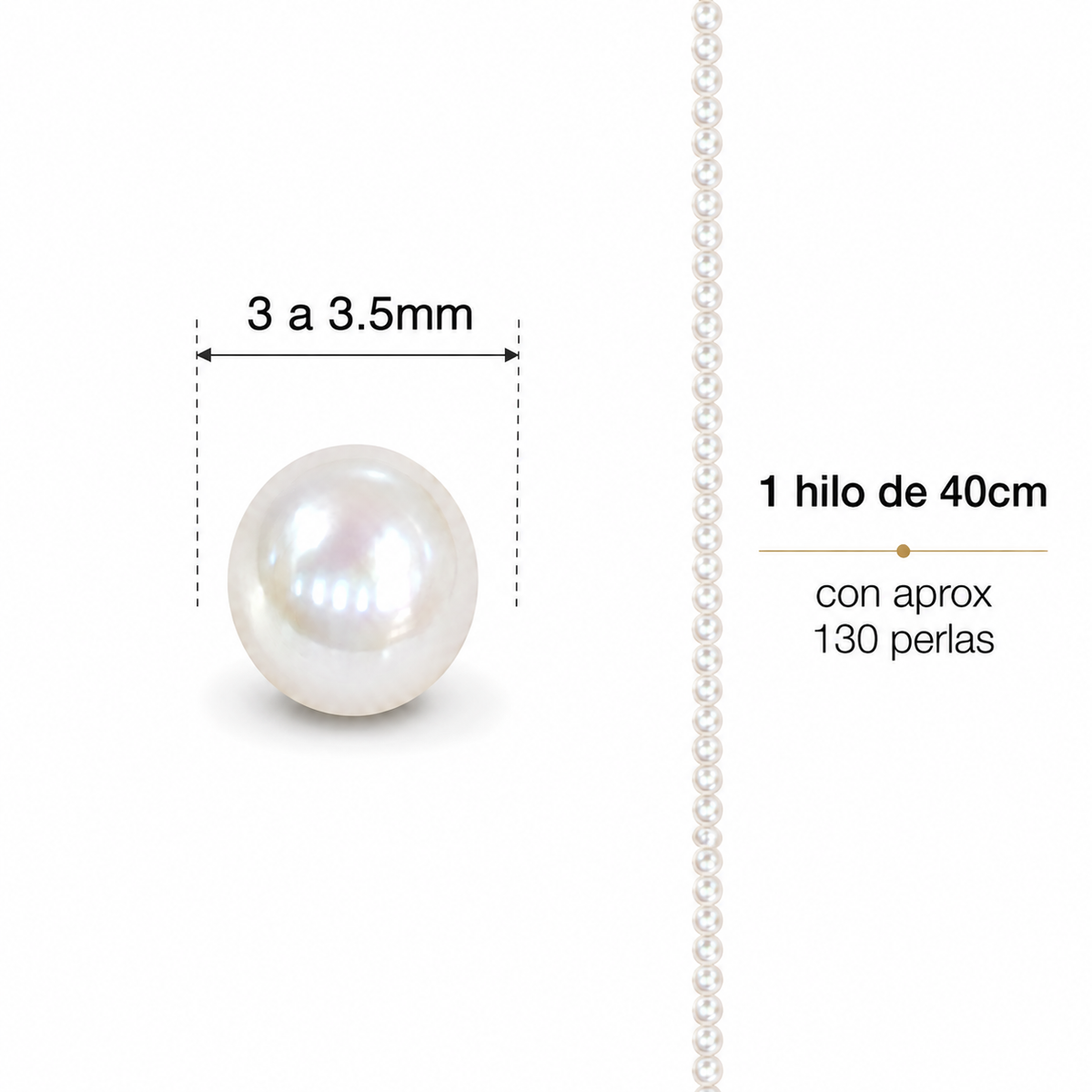Perlas Redonda de Agua Dulce 2,5 - 5 mm | Hilo 40cm