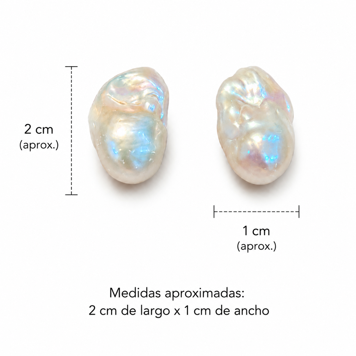 2 Perlas barrocas cultivadas de 2 x 1cm