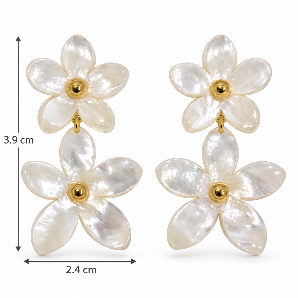 Pendientes Dúo Flor Nácar Estrella