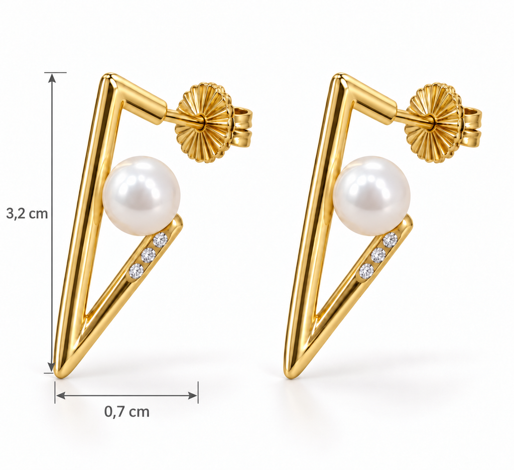 Pendientes Triángulo con Perla