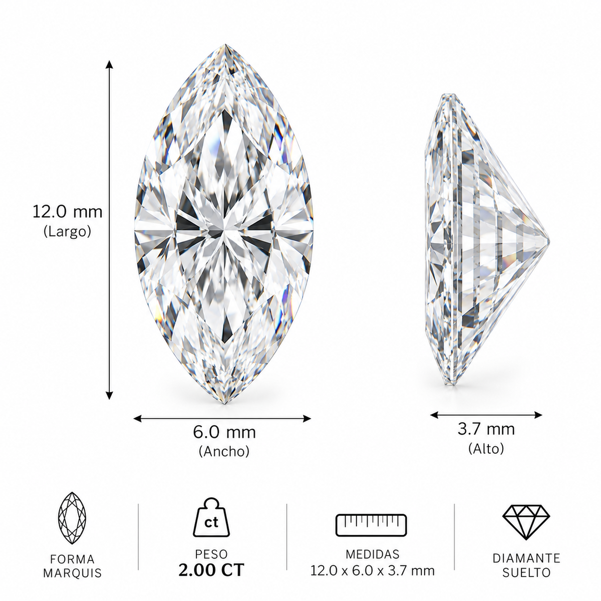 Diamante de Laboratorio Talla Fantasía - 2ct