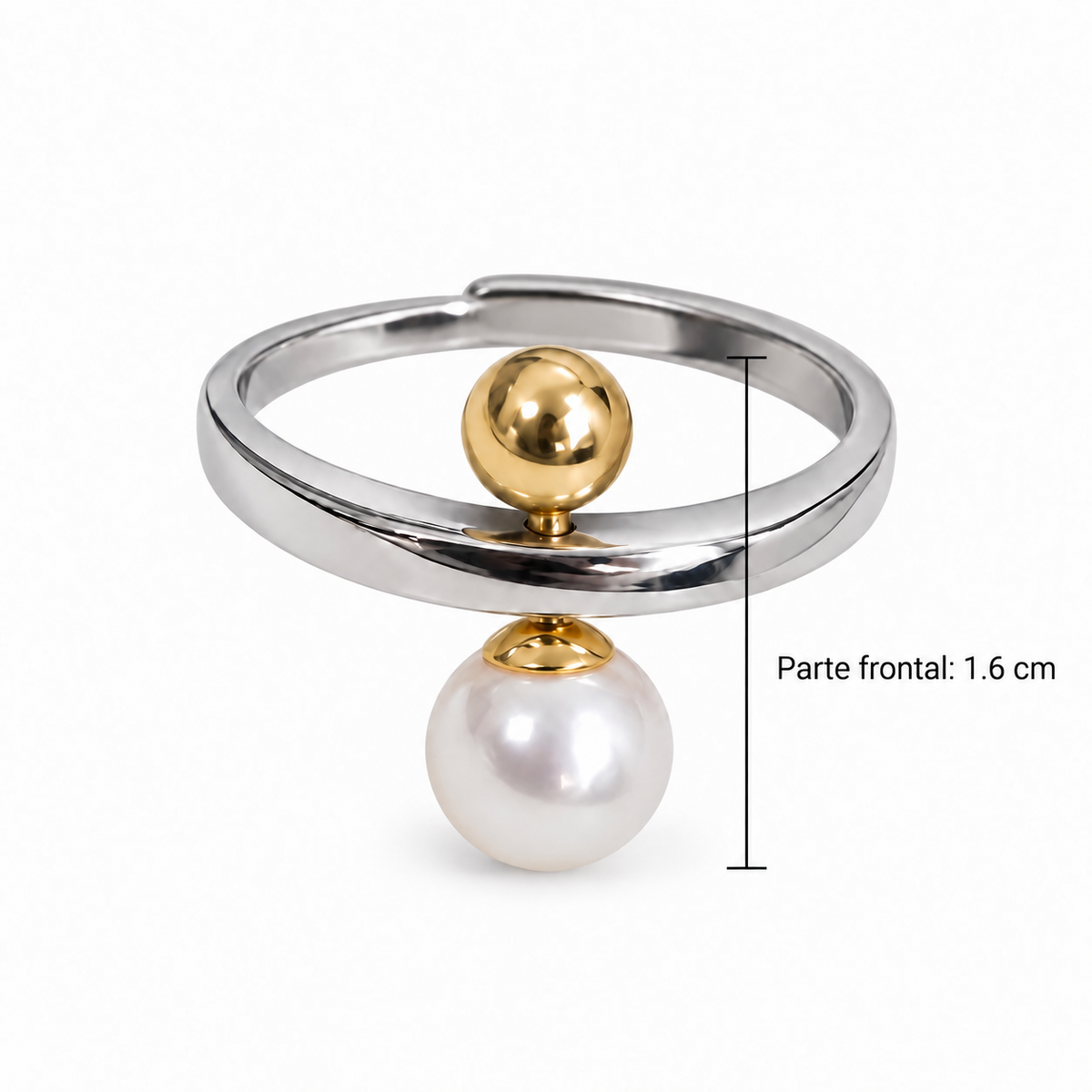 Anillo Círculo Dorado y Perla