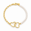 Pulsera Dos Corazones con Perla