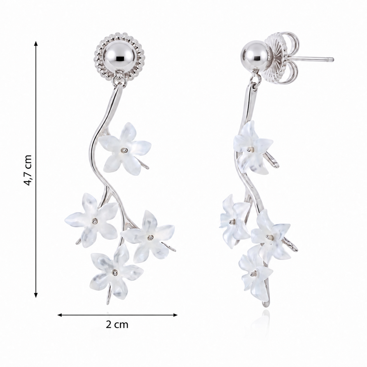 Pendientes Rama Floral Nácar