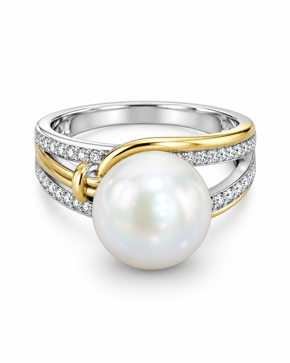 Anillo Cinturón de Circonitas y Perla