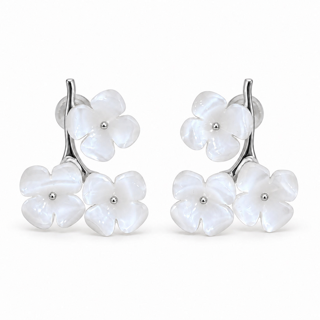 Pendientes Ramita Floral Triple