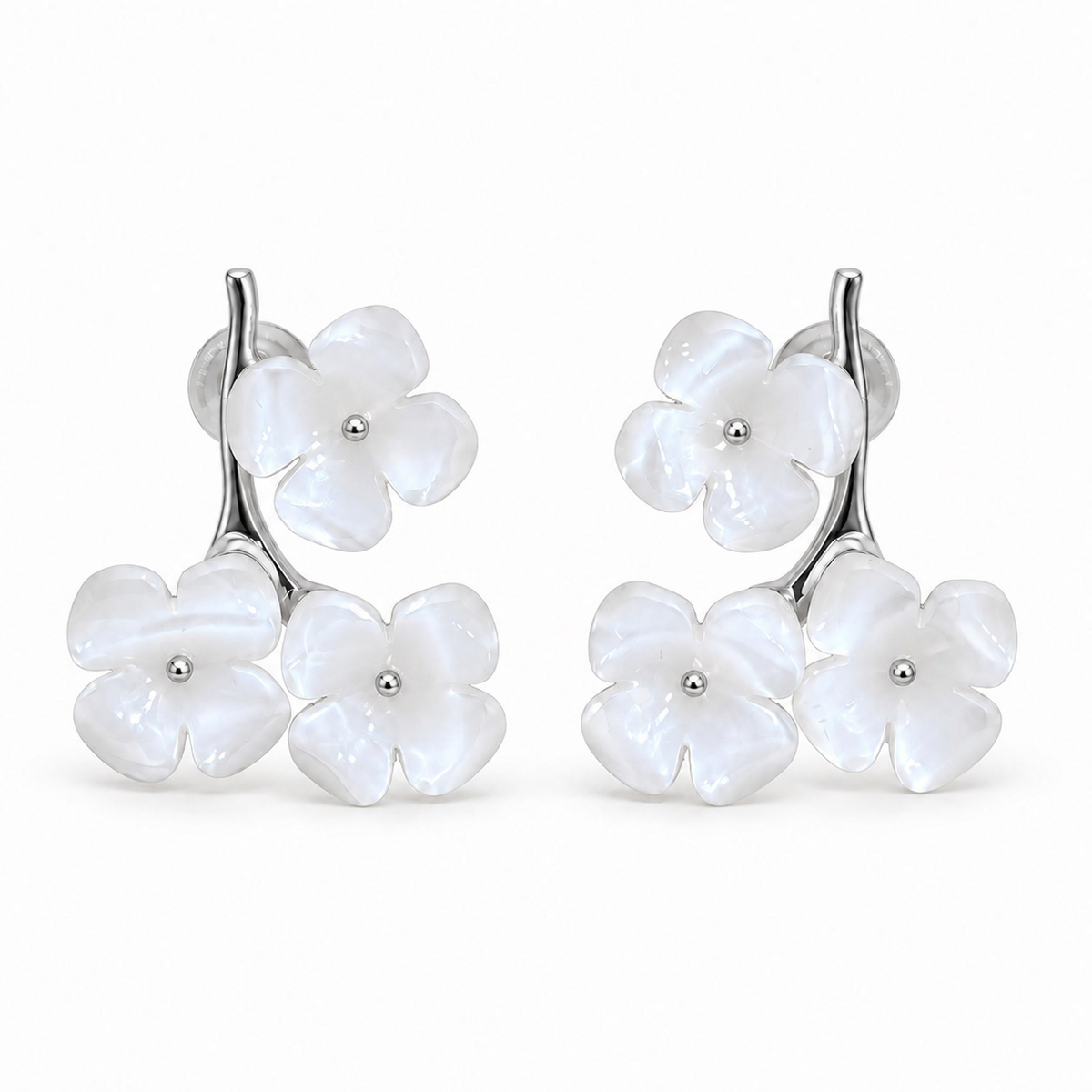 Pendientes Ramita Floral Triple