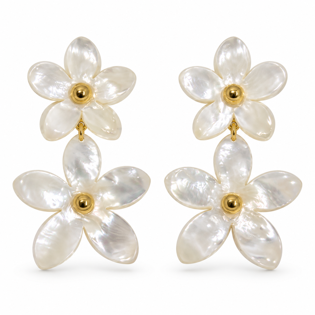 Pendientes Dúo Flor Nácar Estrella