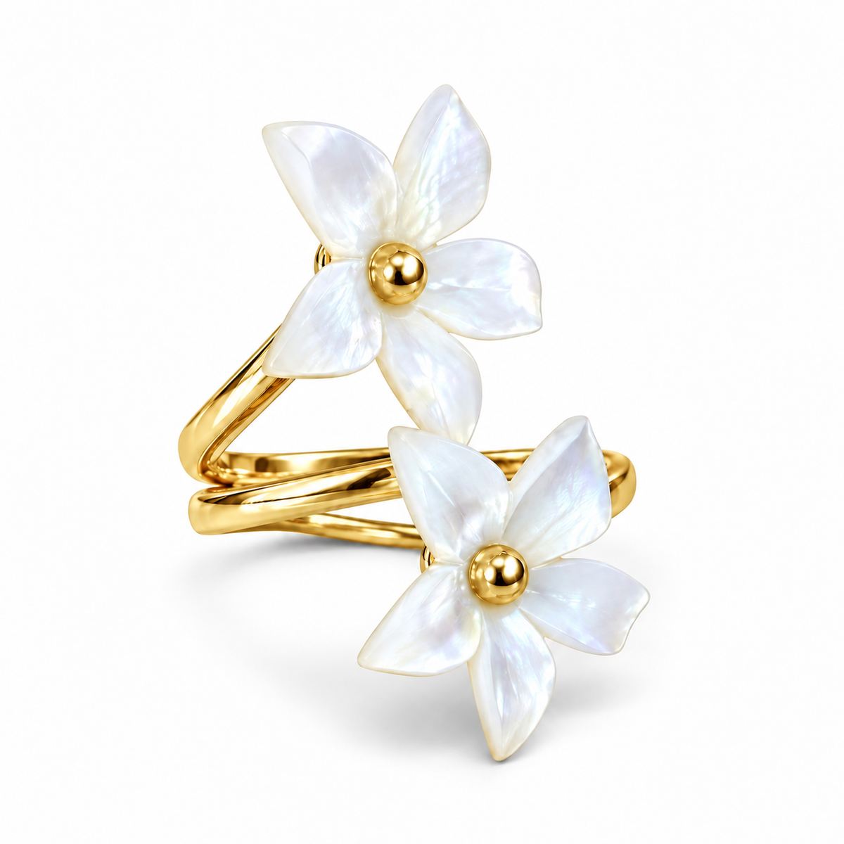 Anillo Doble Flor de Nácar