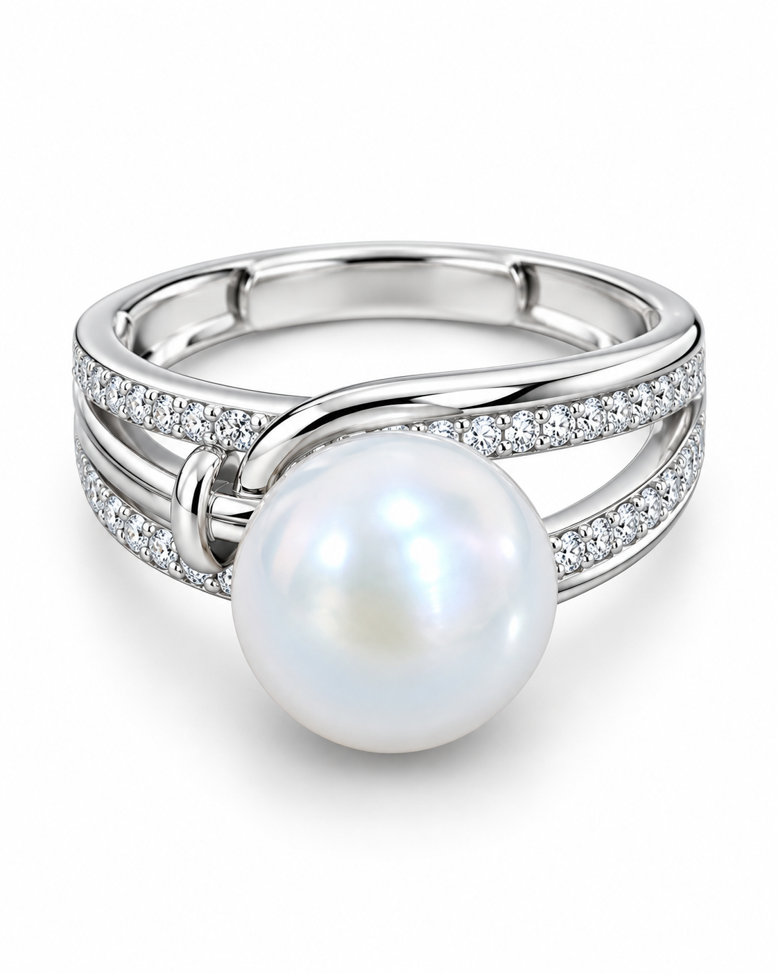 Anillo Cinturón de Circonitas y Perla