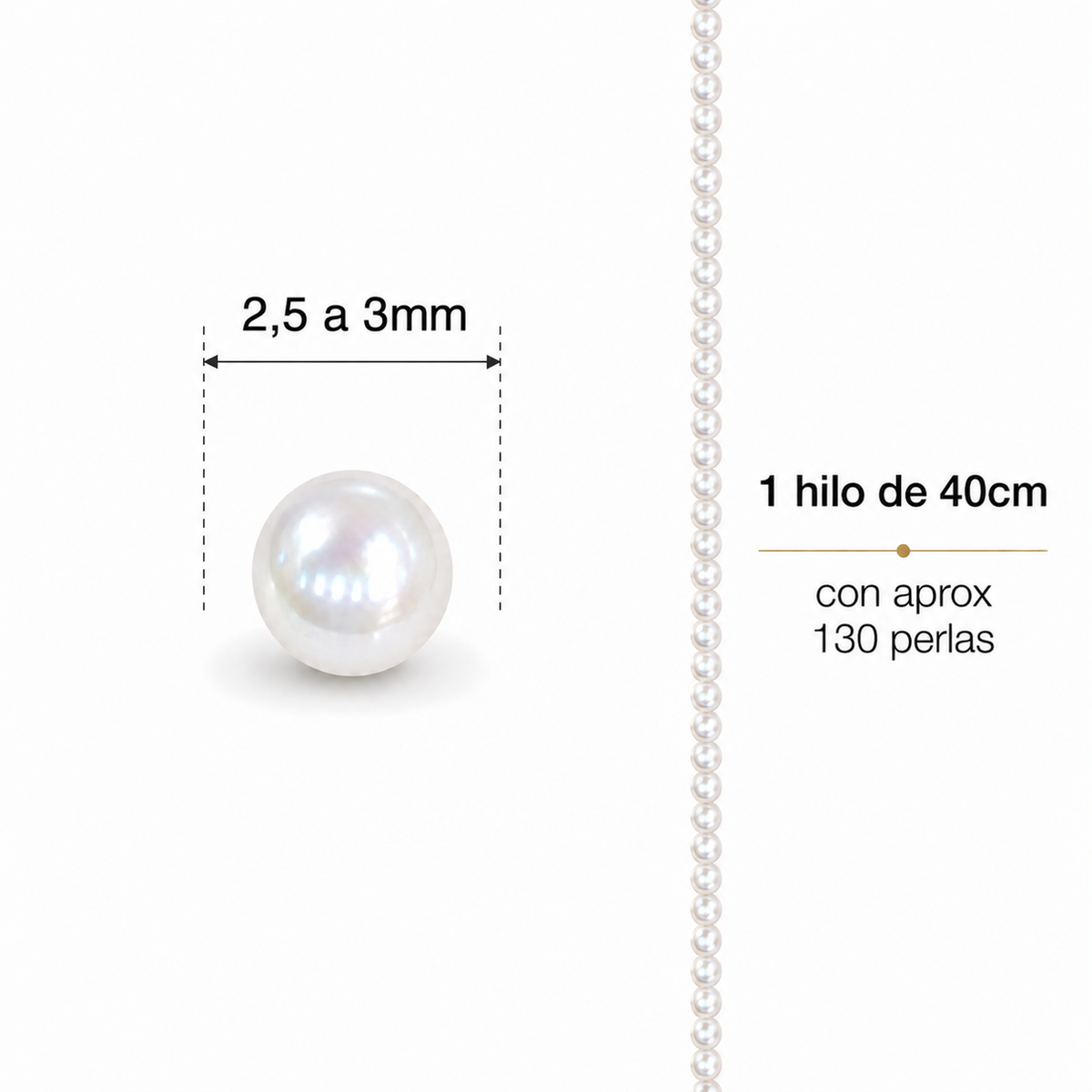 Perlas Redonda de Agua Dulce 2,5 - 5 mm | Hilo 40cm