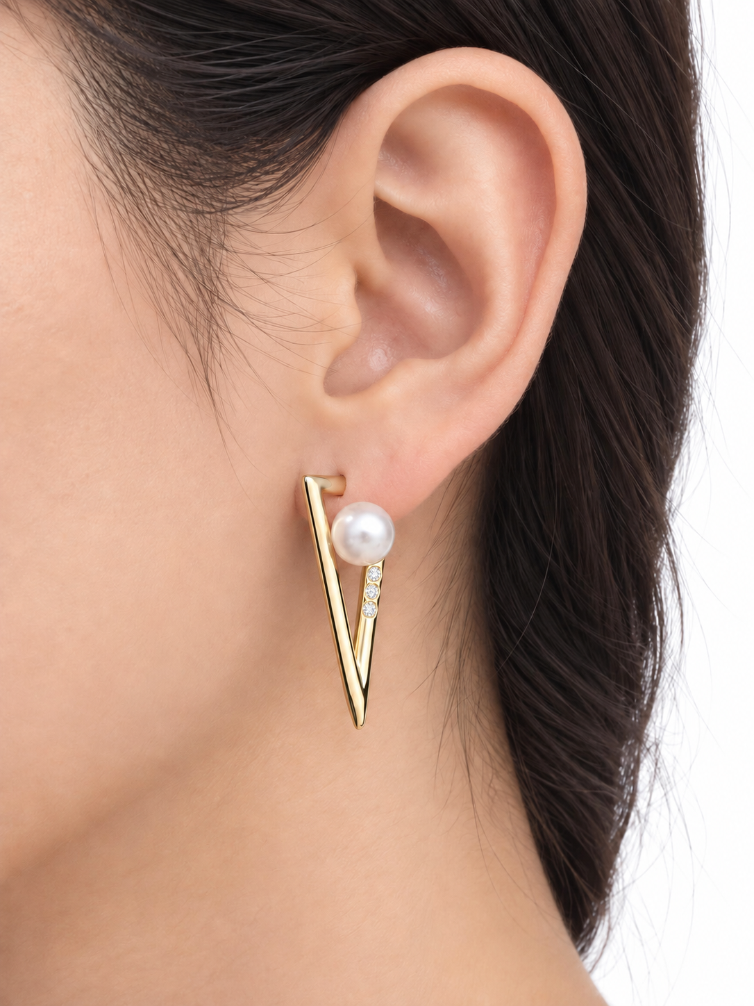 Pendientes Triángulo con Perla