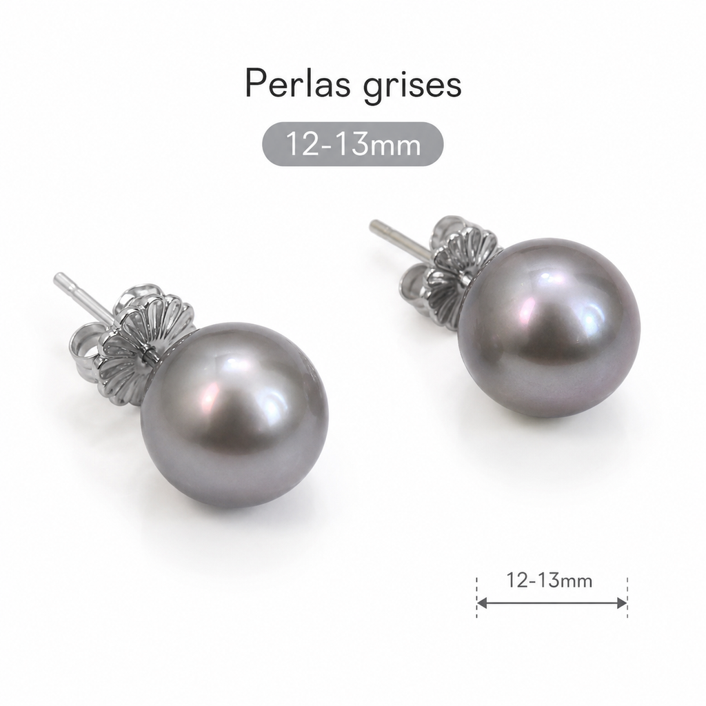 Pendientes Perlas Grises Signature 12–13 mm