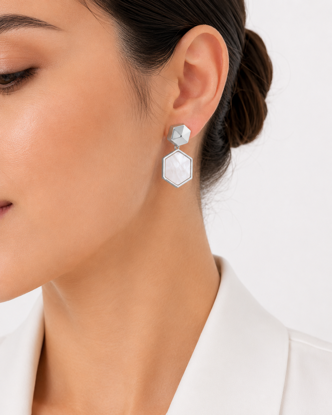 Pendientes Hexa Nácar