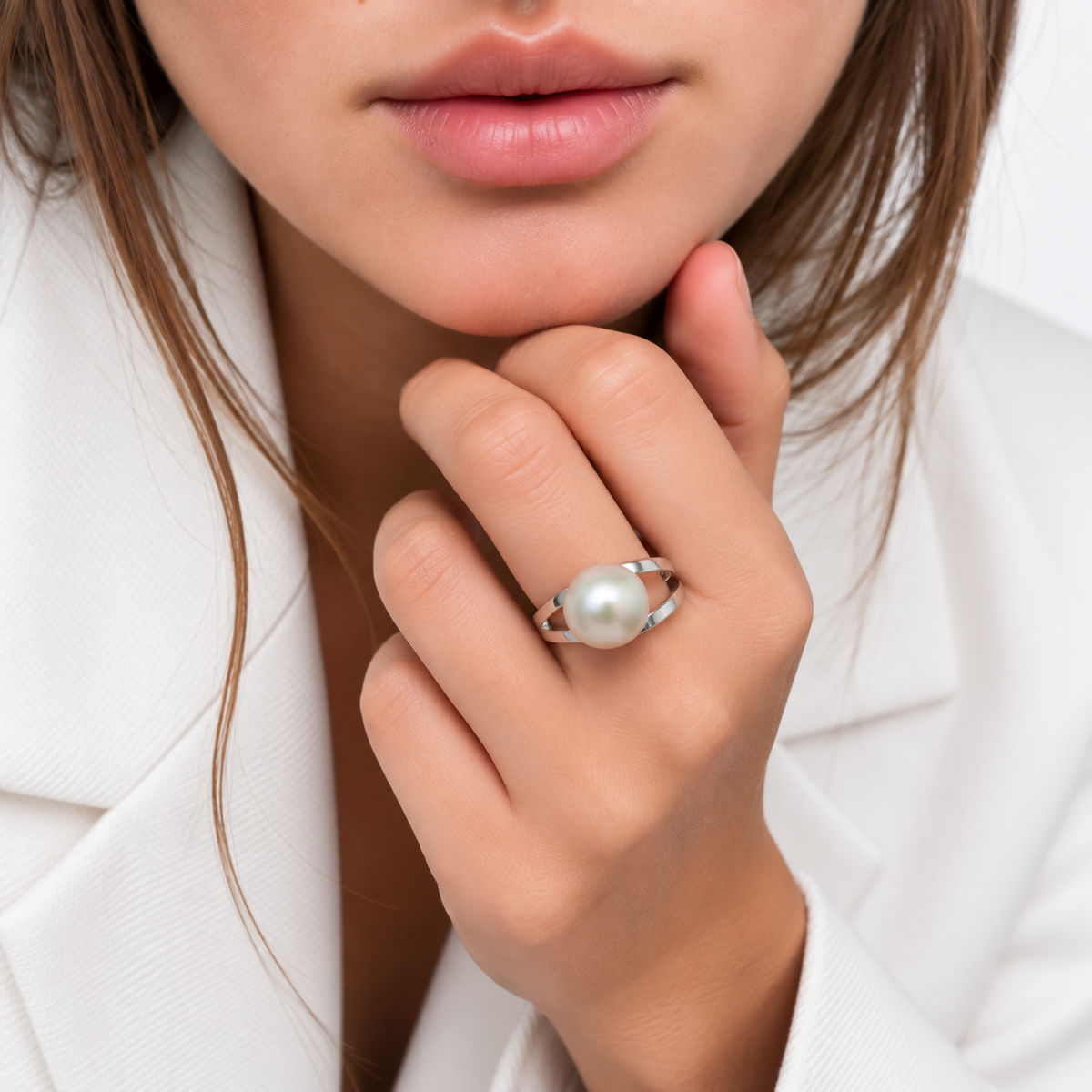Anillo Dos Niveles de Perla