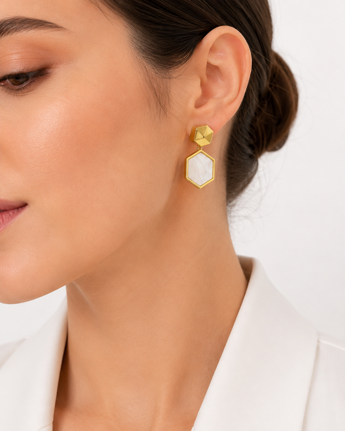 Pendientes Hexa Nácar