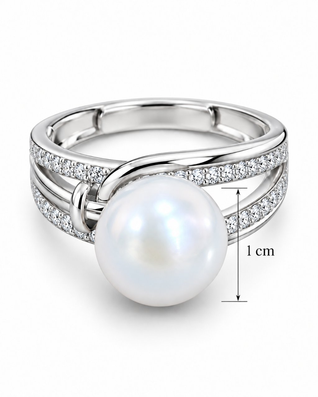 Anillo Cinturón de Circonitas y Perla