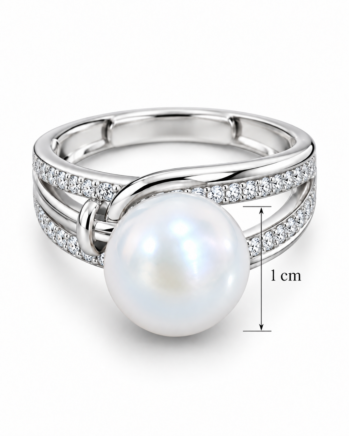 Anillo Cinturón de Circonitas y Perla