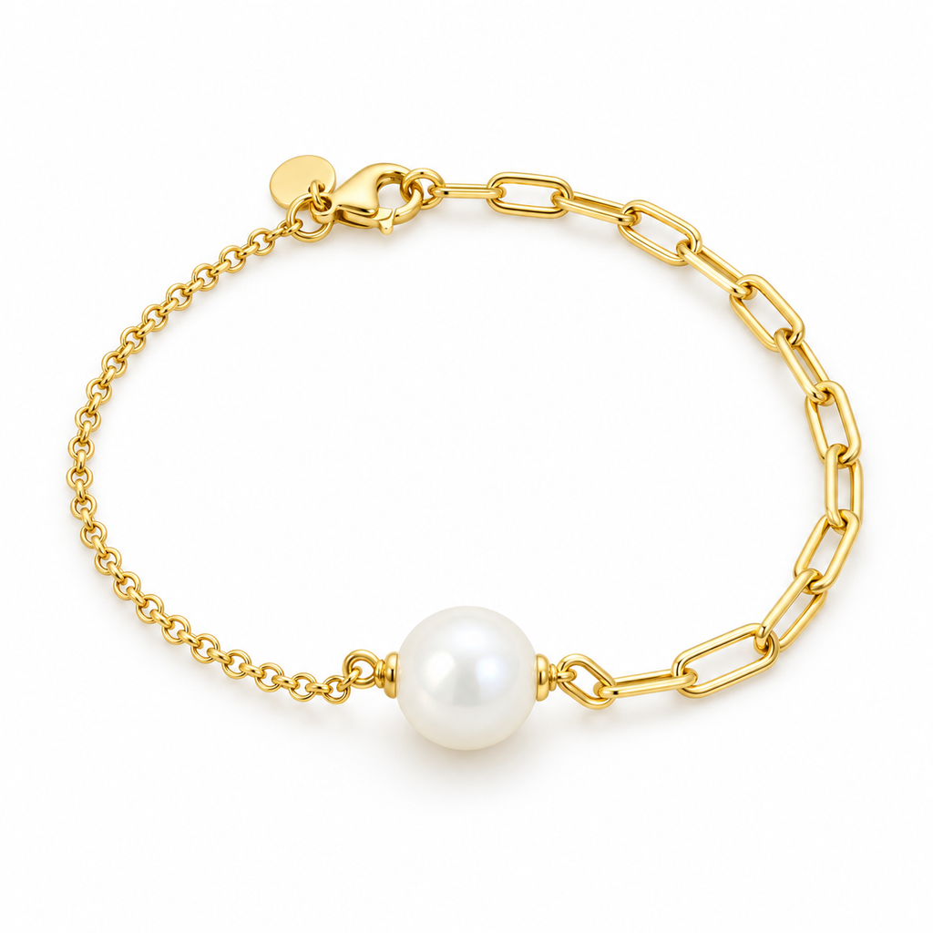 Pulsera Combinada de Perla y Eslabones