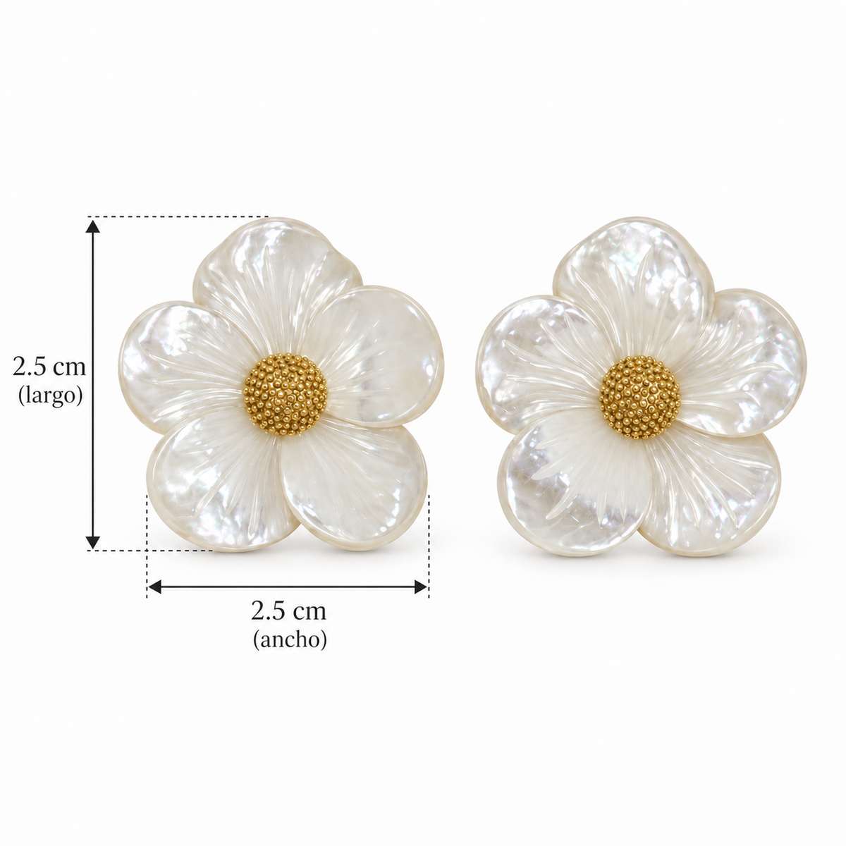 Pendientes Flor de Nácar Dorada