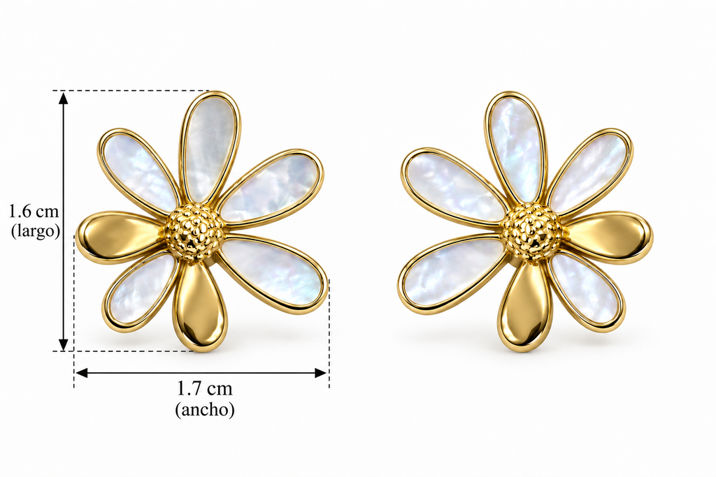 Pendientes Flor Nácar Bipétalo
