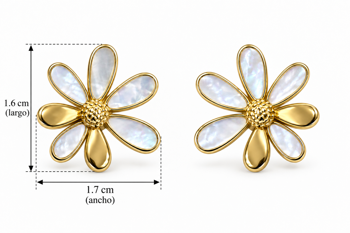 Pendientes Flor Nácar Bipétalo