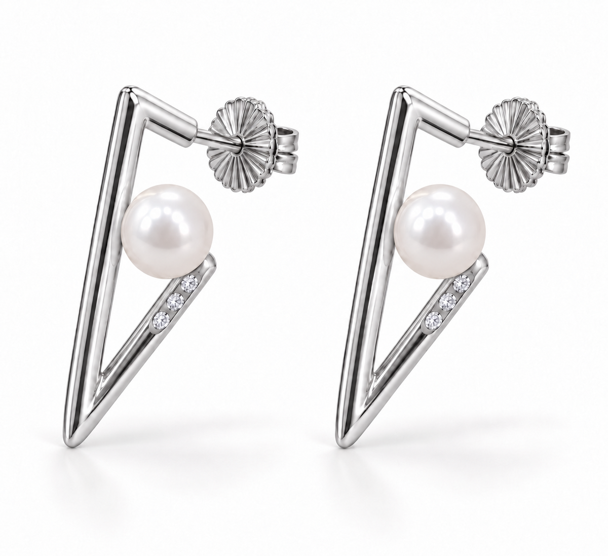 Pendientes Triángulo con Perla