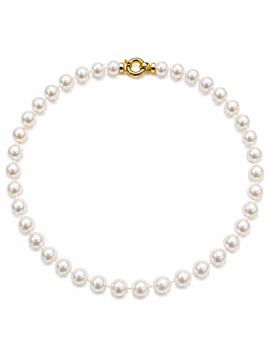 Collar Grillete de Perlas Redonda 9-10mm
