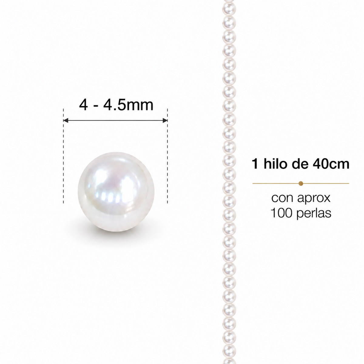 Perlas Redonda de Agua Dulce 2,5 - 5 mm | Hilo 40cm
