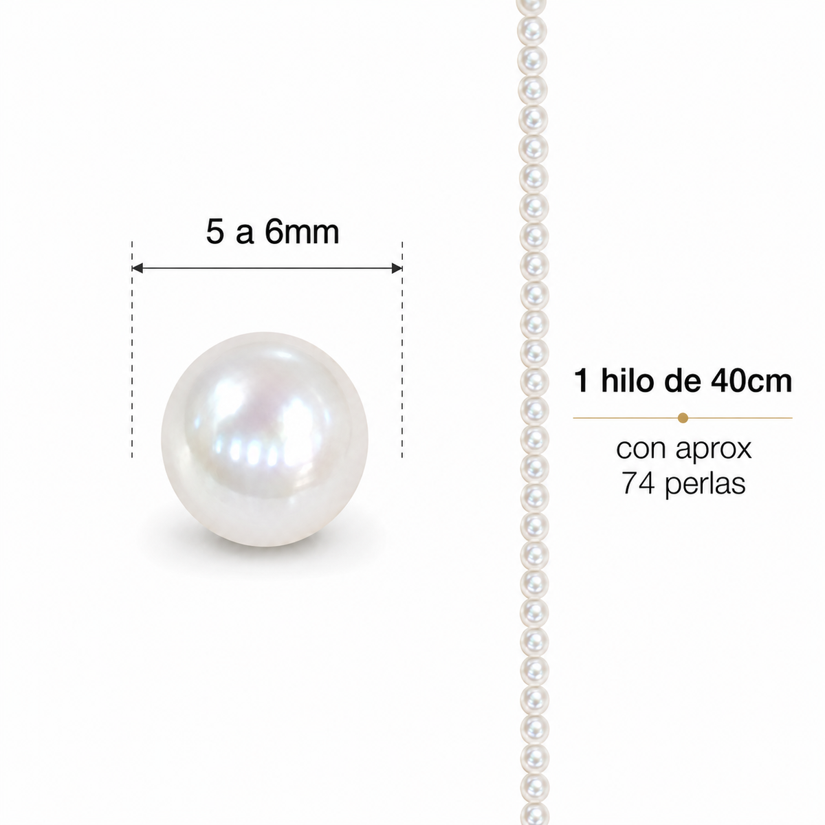 Perlas Redonda de Agua Dulce 6-7 mm | Hilo 40cm