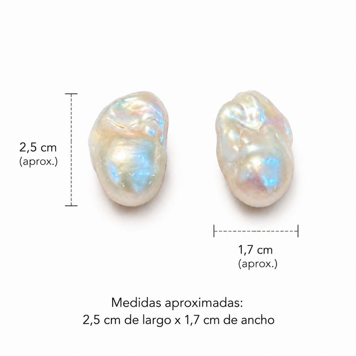 2 Perlas barrocas cultivadas 2,3cm x 1,7cm