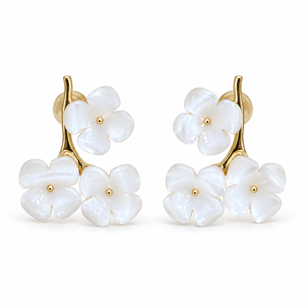 Pendientes Ramita Floral Triple