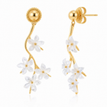 Pendientes Rama Floral Nácar