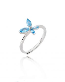 Anillo circonita azul celeste