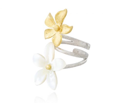 Anillo floral bicolor