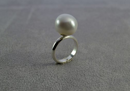 Anillo plata con perla redonda