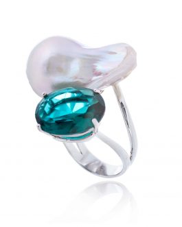 Anillo perla barroca y circonita