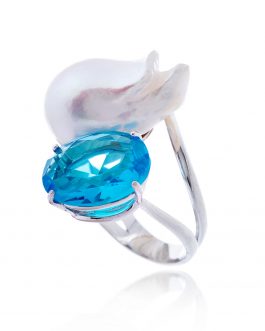 Anillo perla barroca con circonita