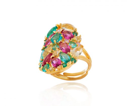 Anillo dorado con circonita