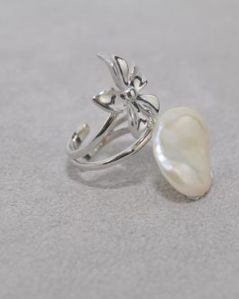 Anillo plata con perla botón