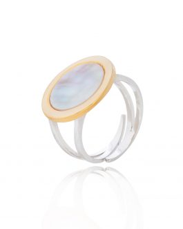 Anillo de nacar y tonos dorados