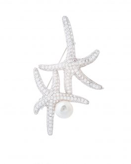 Broche estrella de mar plateado